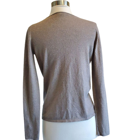 Classiques Entier Women's Beige Shimmer Long Sleeve Cowl Neck Sweater Size S - Picture 4 of 6